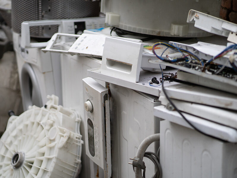 broken appliances left for trash.