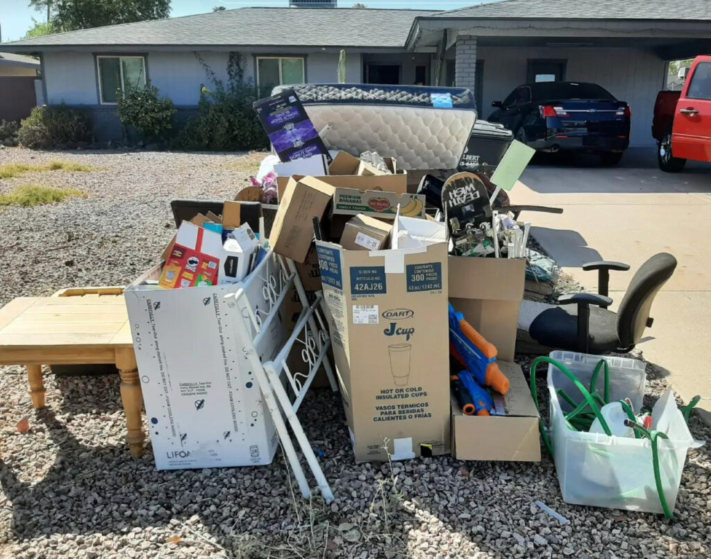 curbside junk pile for same day junk removal.